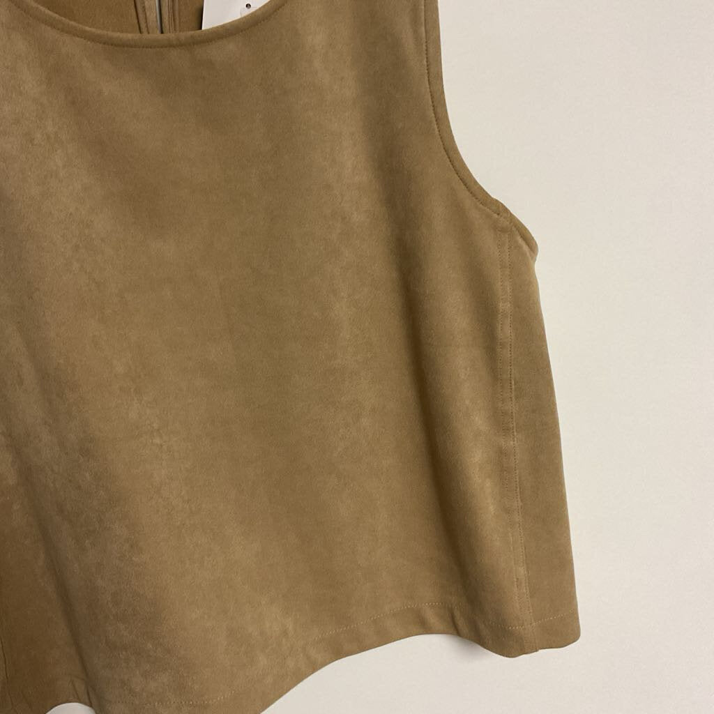 L- tan faux suede sleeveless