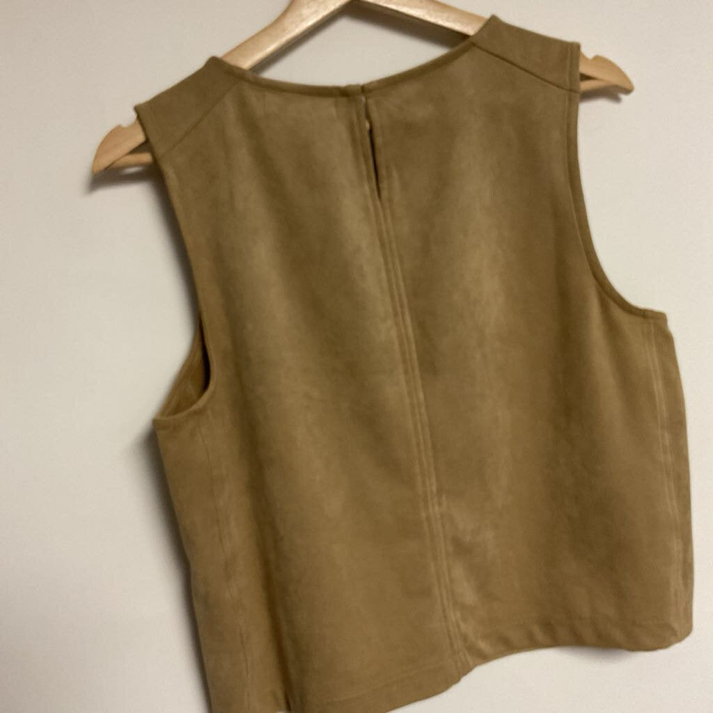 L- tan faux suede sleeveless