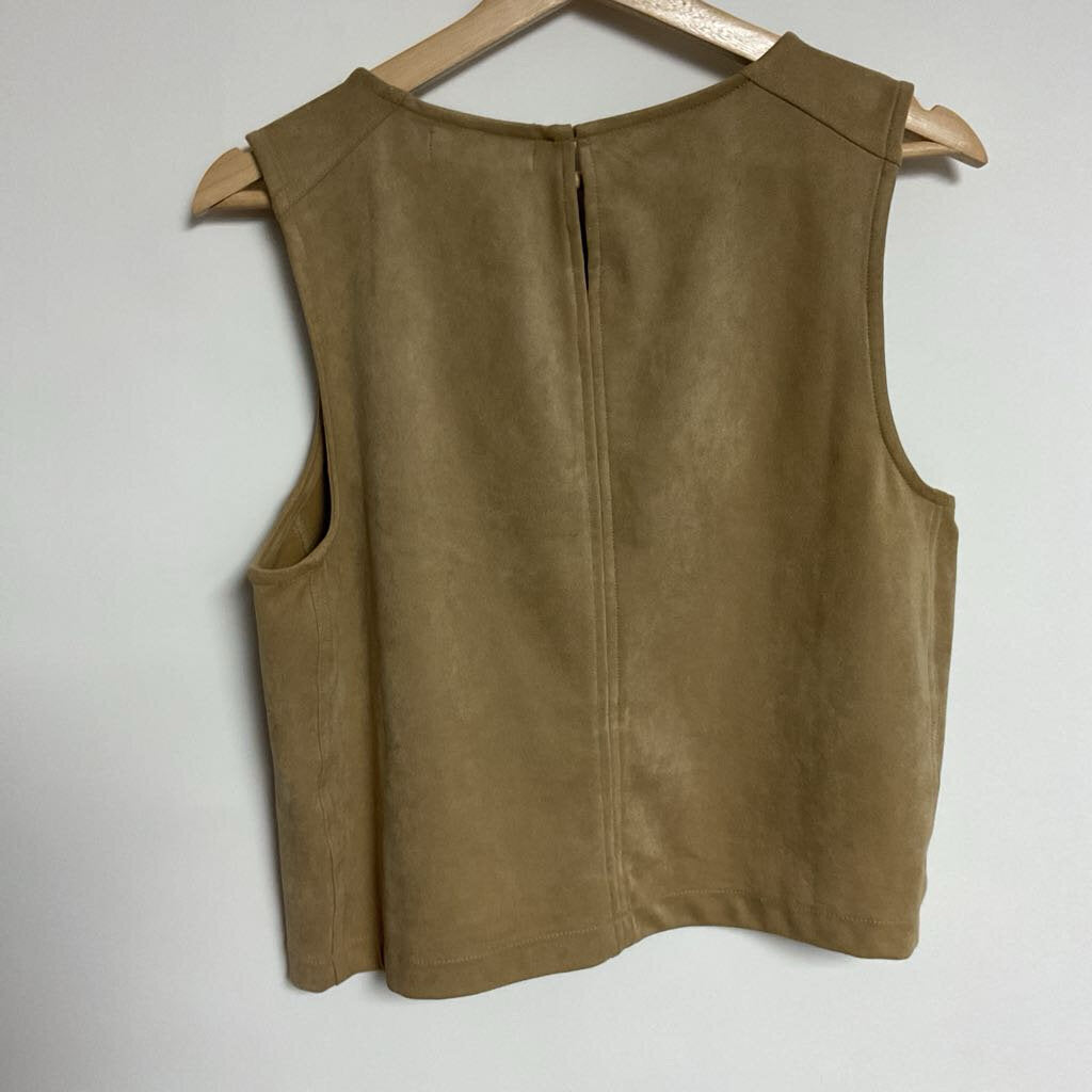 L- tan faux suede sleeveless