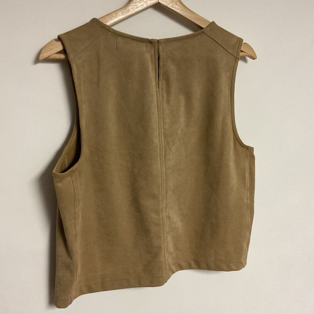 L- tan faux suede sleeveless