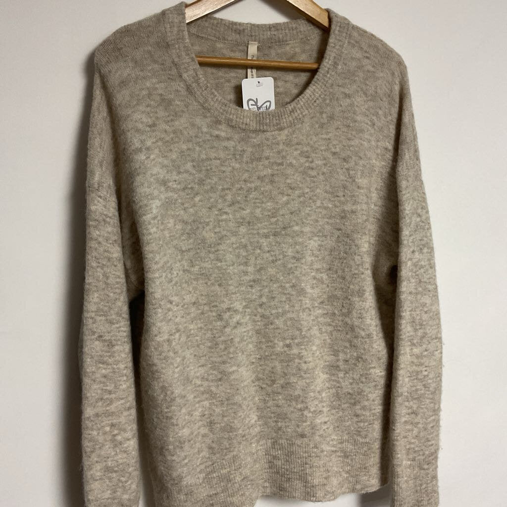 Babaton - M - Melange beige knit alpaca wool blend sweater