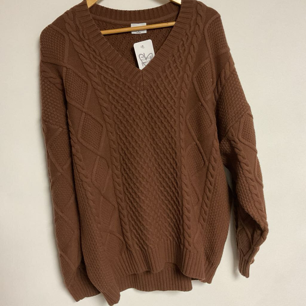 L - Brown cable knit sweater
