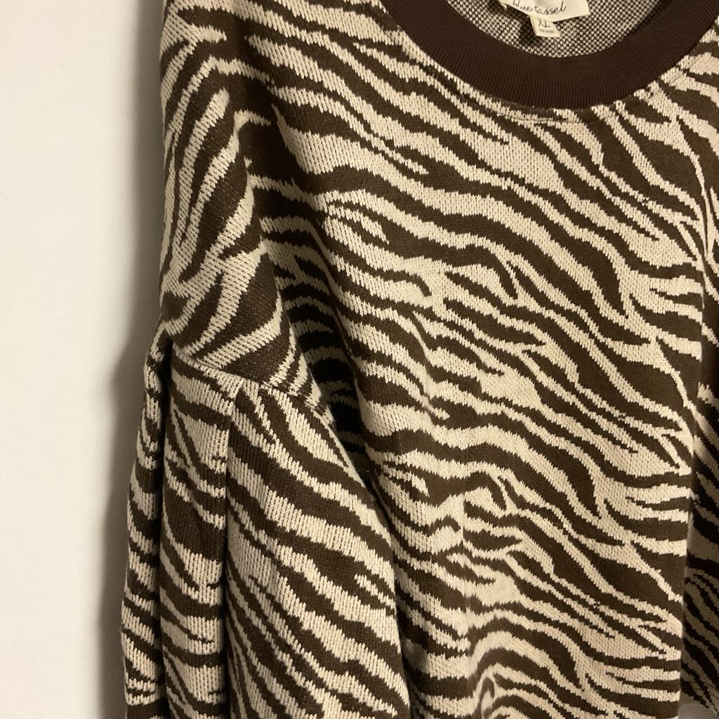 Blue tassel(anthropologie)- XL brown creme tiger striped