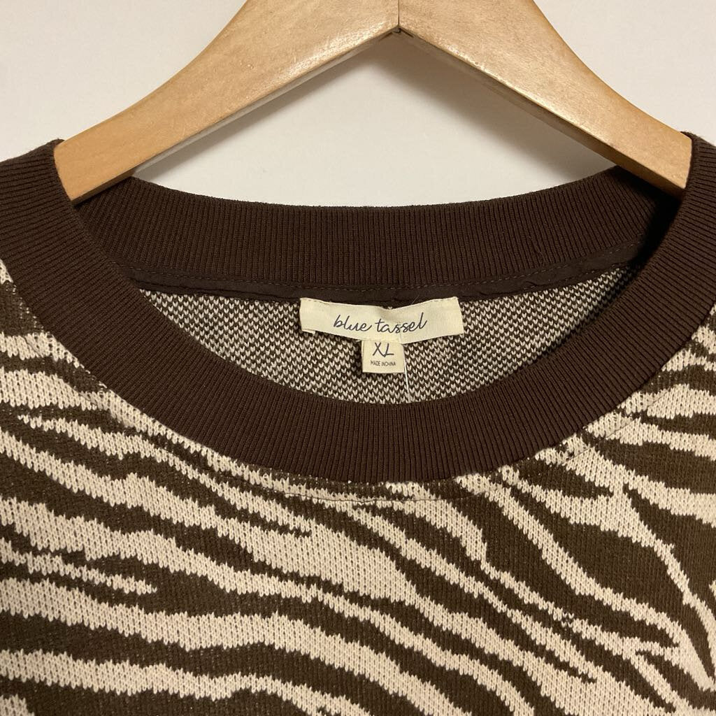 Blue tassel(anthropologie)- XL brown creme tiger striped