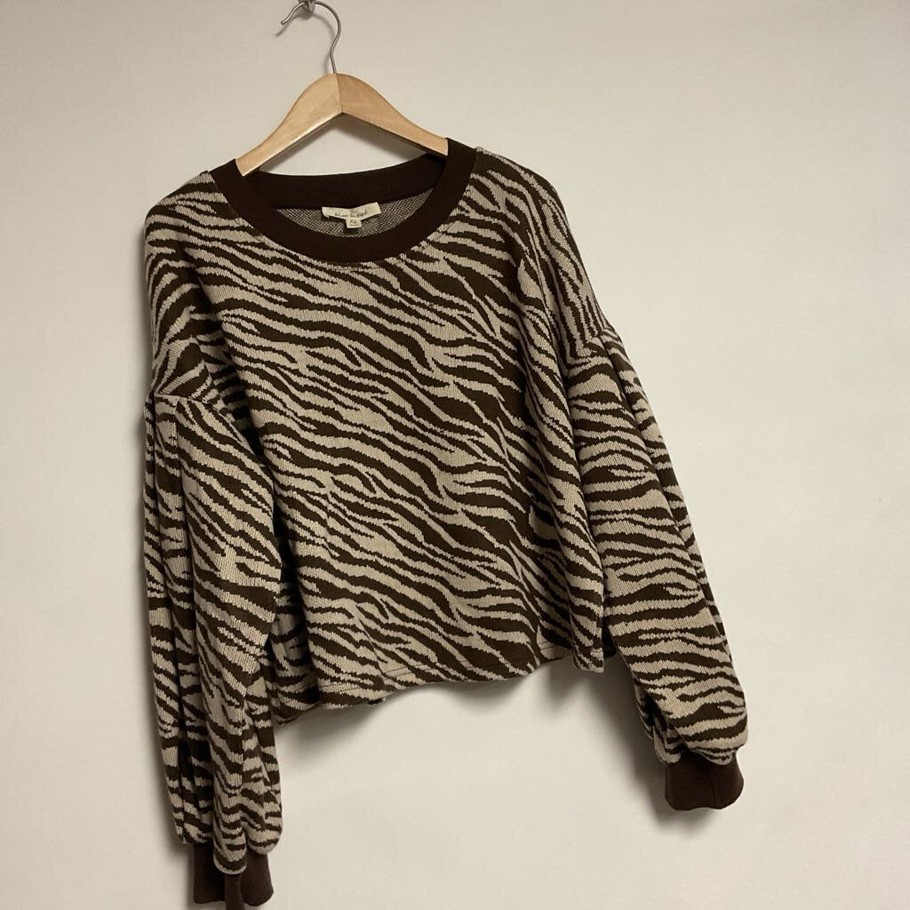 Blue tassel(anthropologie)- XL brown creme tiger striped