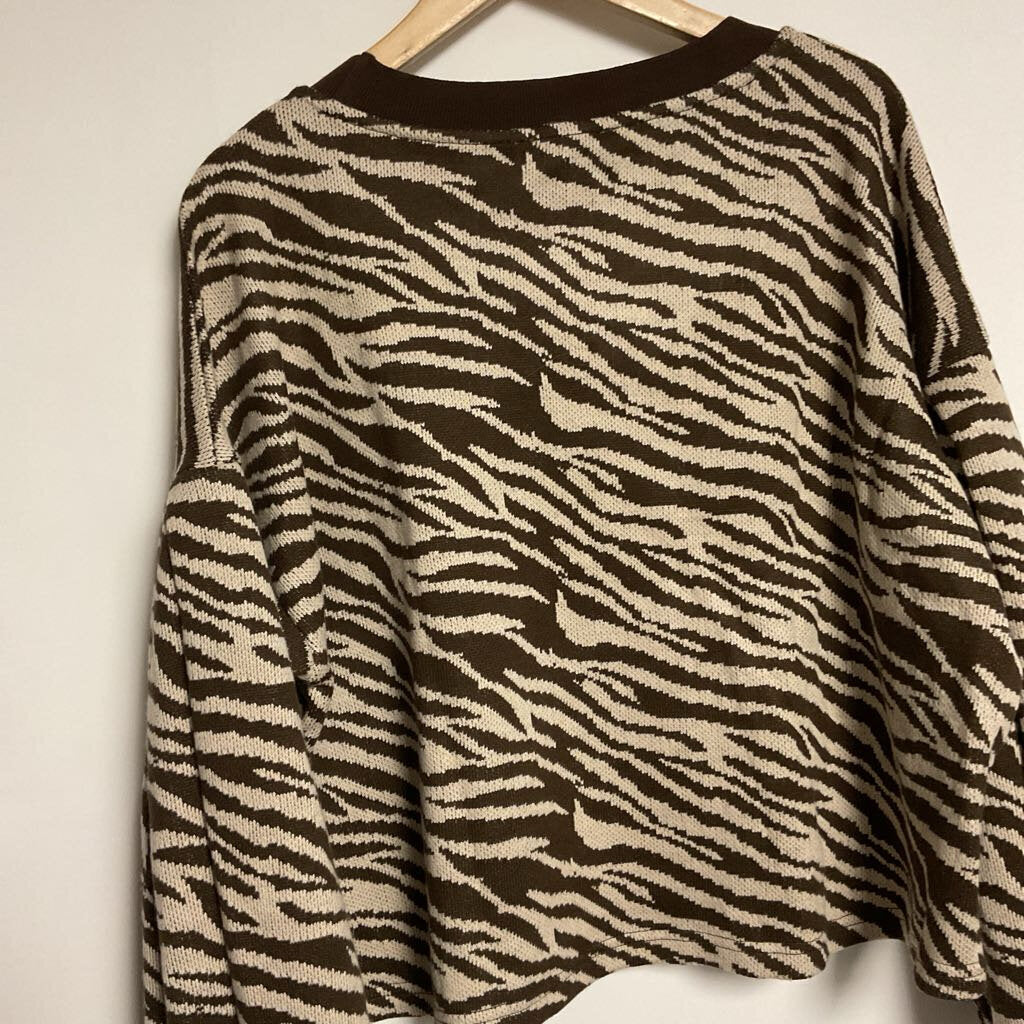 Blue tassel(anthropologie)- XL brown creme tiger striped