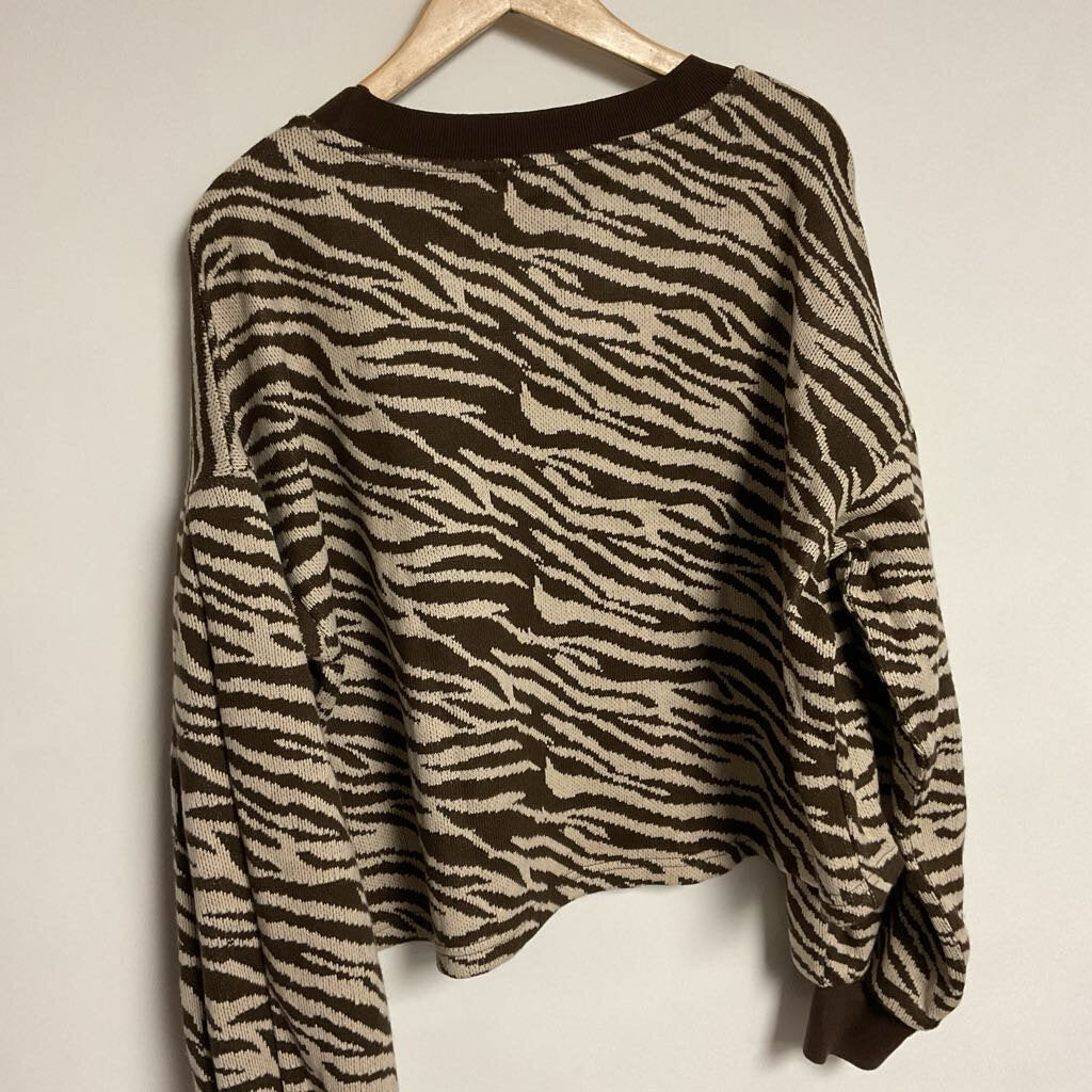 Blue tassel(anthropologie)- XL brown creme tiger striped