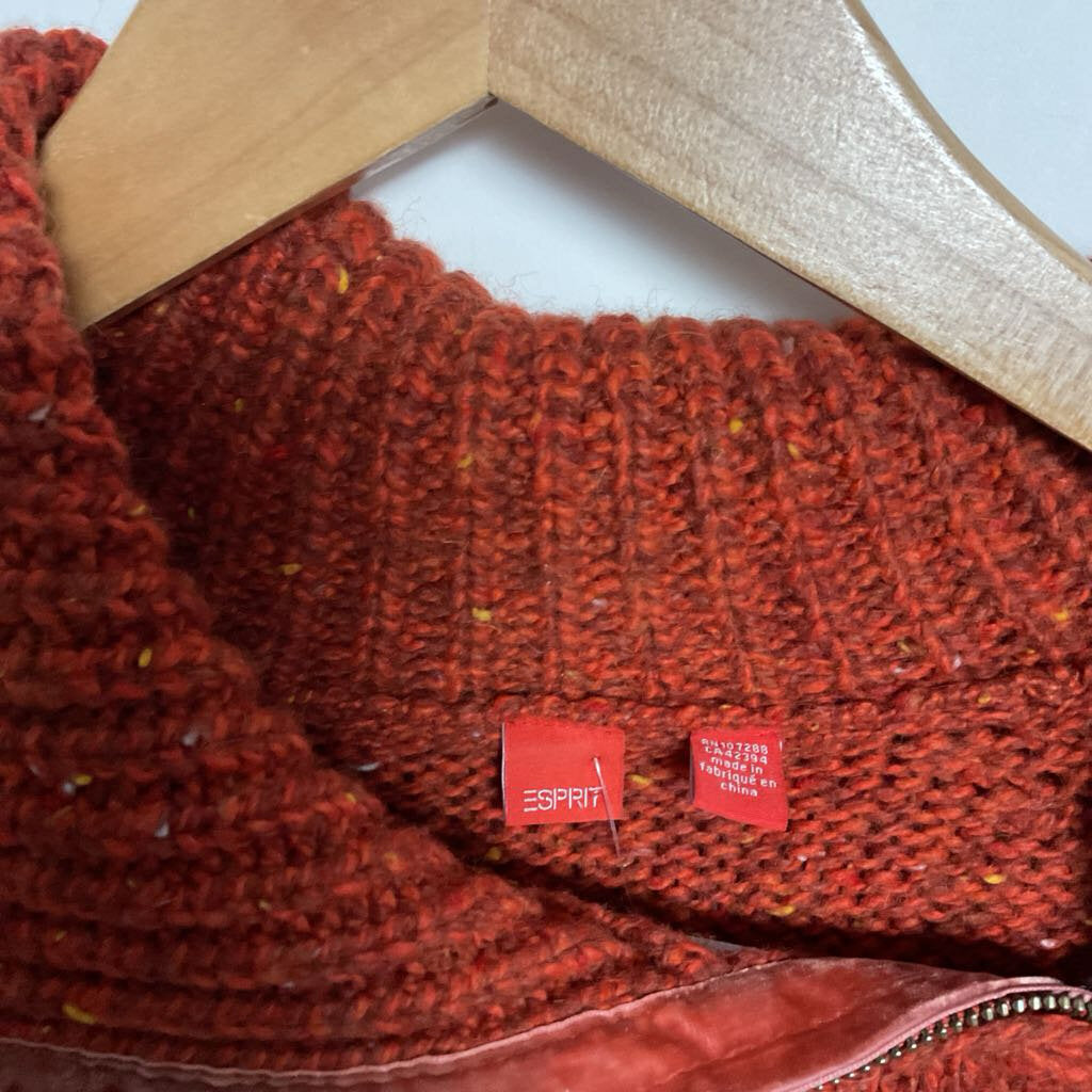 Esprit- M 59% wool orange knit zip nec'k