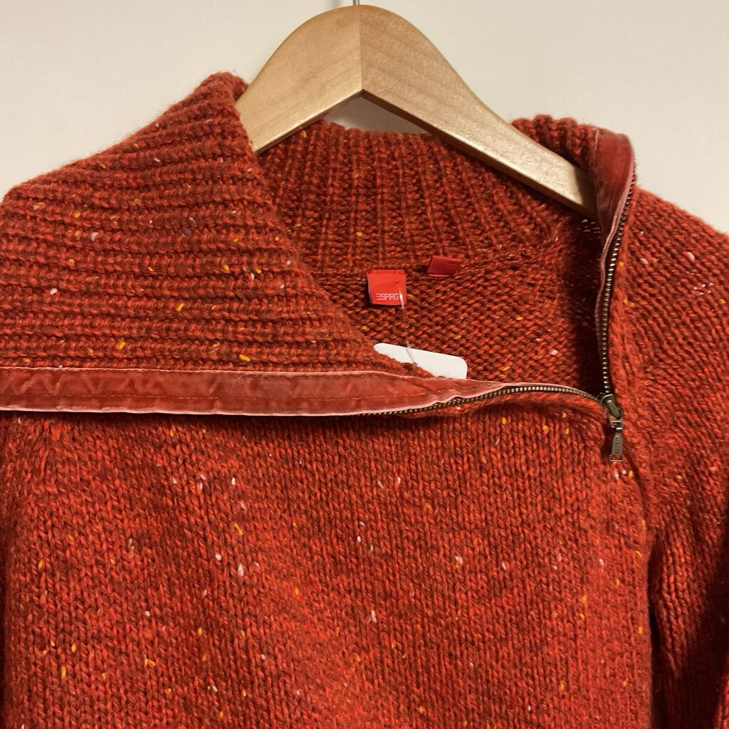 Esprit- M 59% wool orange knit zip nec'k