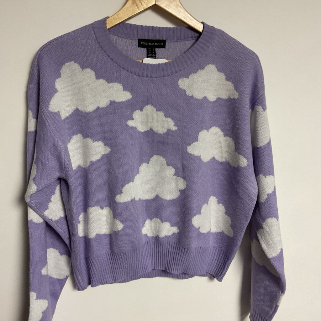 Streetwear Society - M - Purple cloud pattern knit sweater