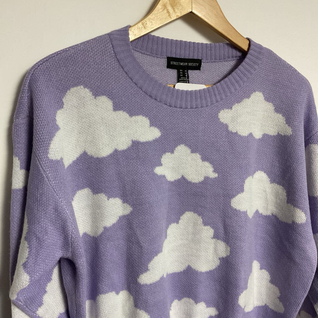 Streetwear Society - M - Purple cloud pattern knit sweater