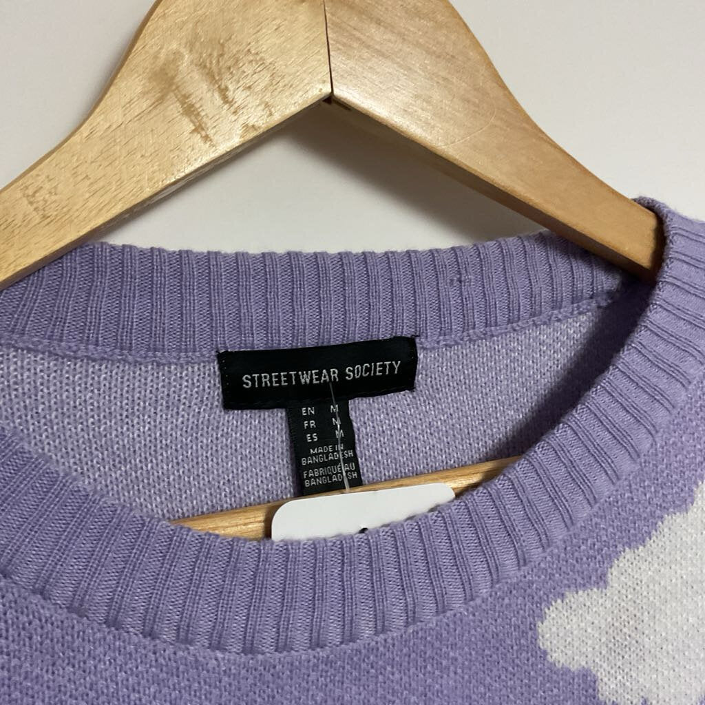 Streetwear Society - M - Purple cloud pattern knit sweater