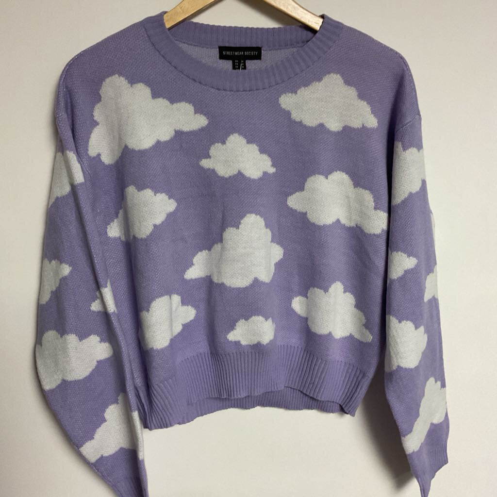 Streetwear Society - M - Purple cloud pattern knit sweater
