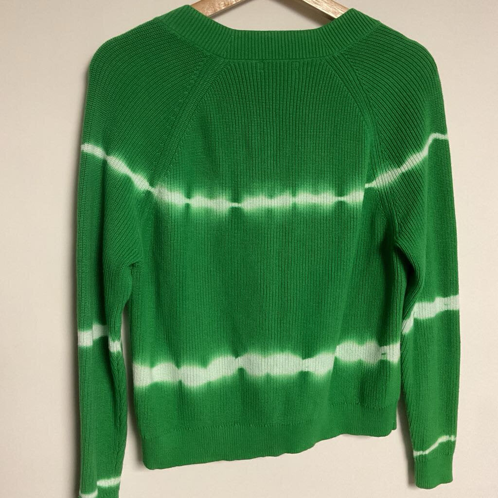 en Thread - S - Green & white Tie Dye V-neck 100% cotton sweater