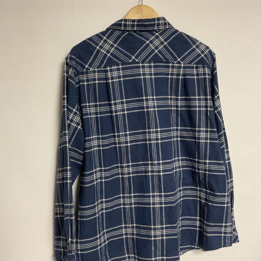 XXL- blue white plaid button front