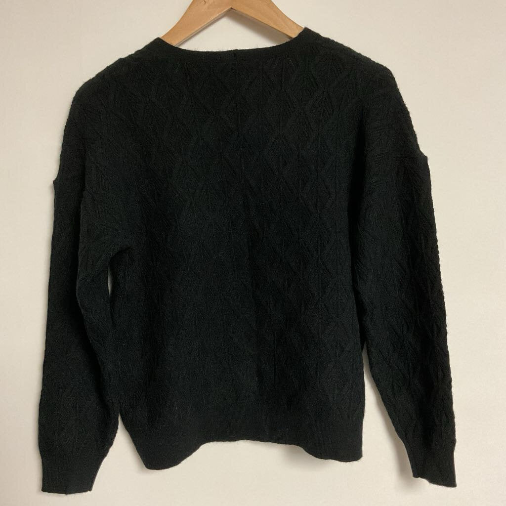 XS - black knit rhinestone button front