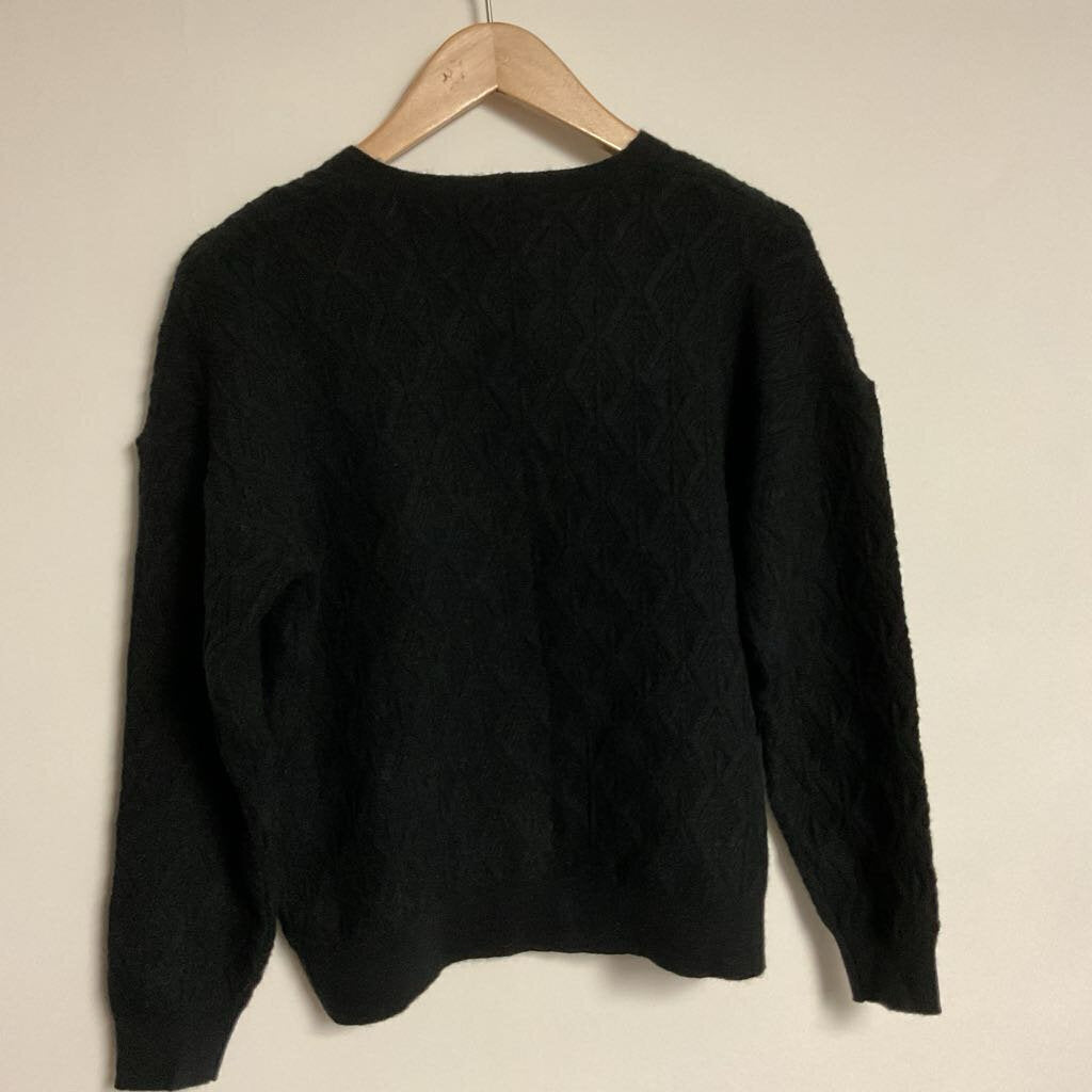 XS - black knit rhinestone button front
