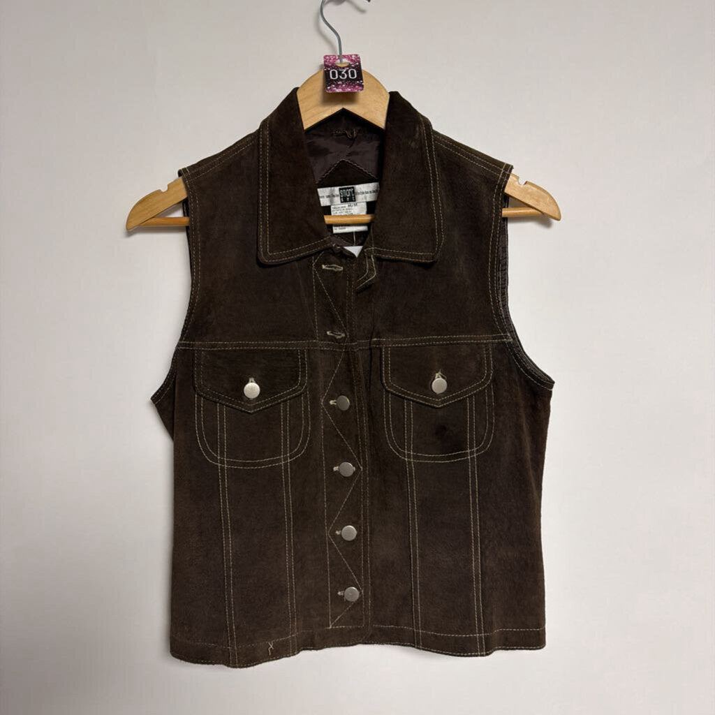 030 Smart Set - M- vintage leather brown vest