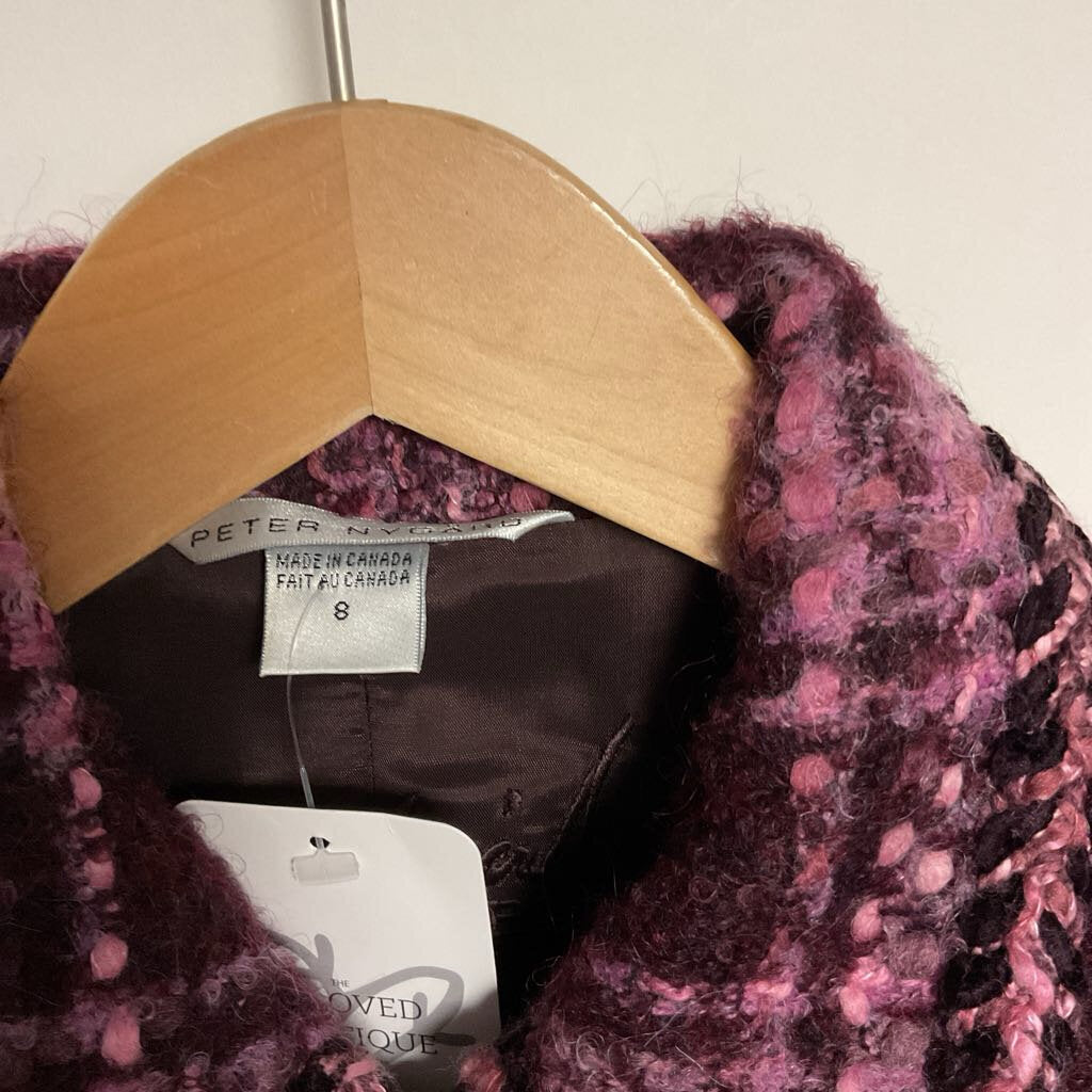 Peter Nygard - Size - 8 - Pink & Purple plaid pattern front zip jacket