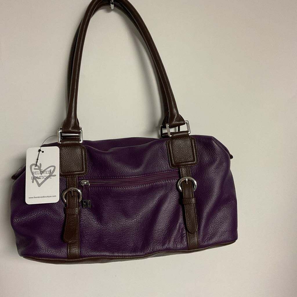 Soprano - purple/ brown small duffle bag plaid interior
