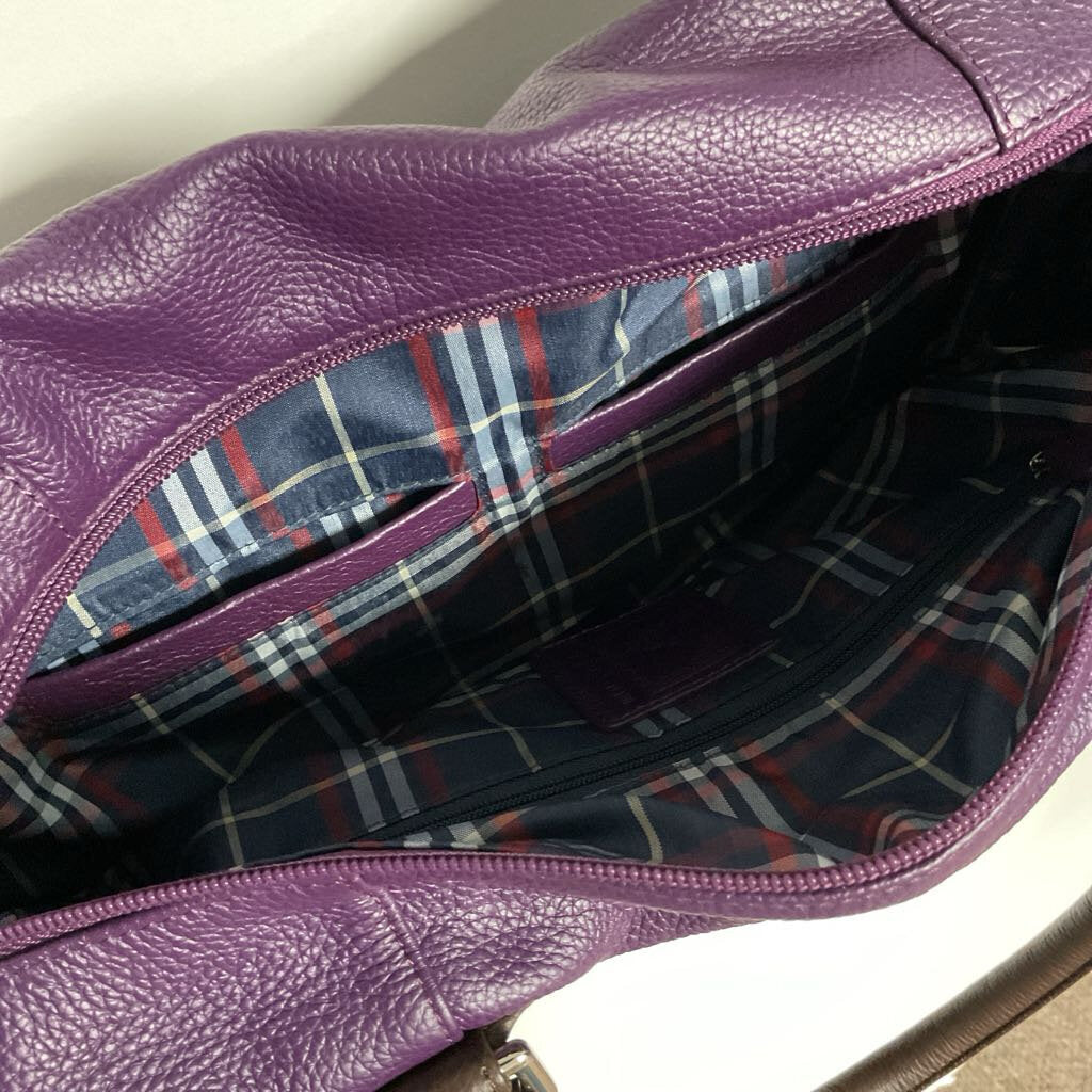 Soprano - purple/ brown small duffle bag plaid interior