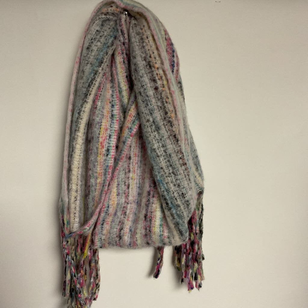 No Brand - knit multi coloured fringed scarf