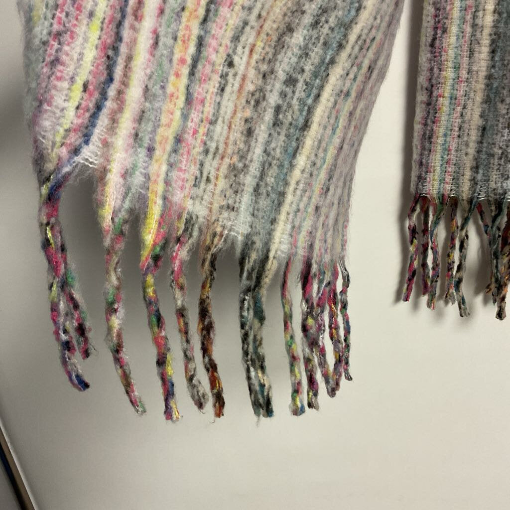 No Brand - knit multi coloured fringed scarf