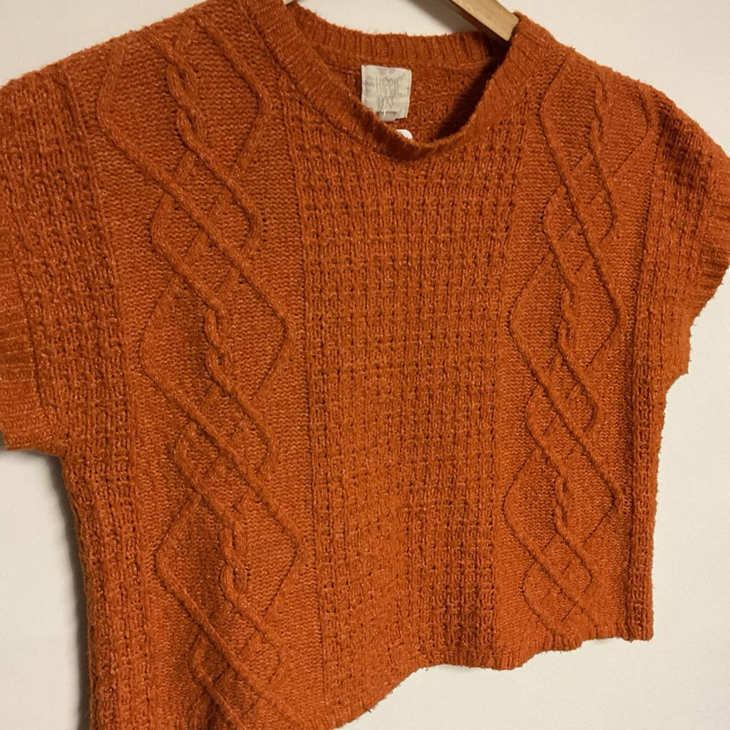 Hippie Rose - M - Orange knit short sleeve top