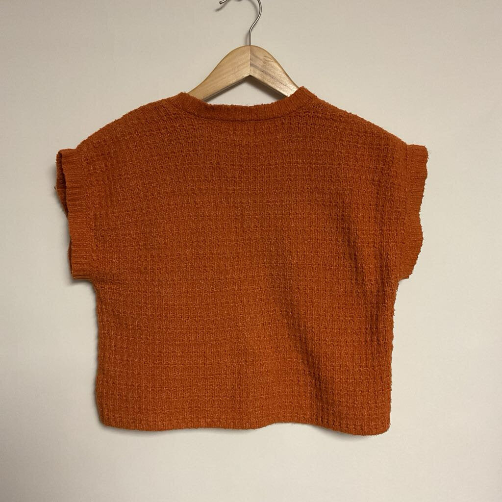 Hippie Rose - M - Orange knit short sleeve top