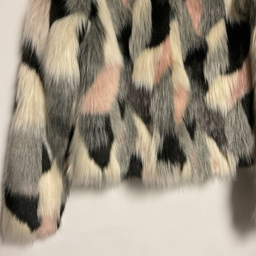 Cynthia Rowley - XS -  pink white grey shag clasp front jacket