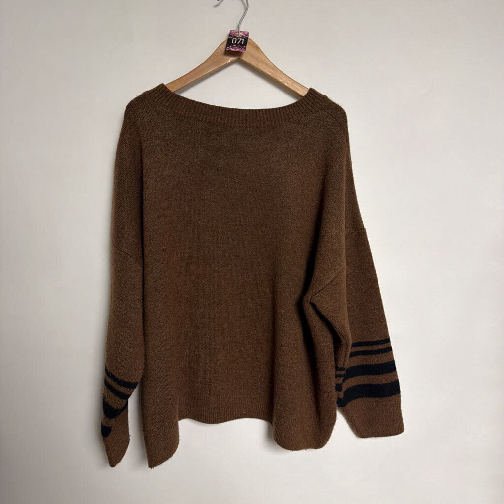 071 Pilcro - 2X - Brown "1965" knit crewneck sweater