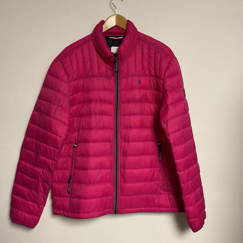 Tommy Hilfiger - XL - Quilted pink packable zip front jacket
