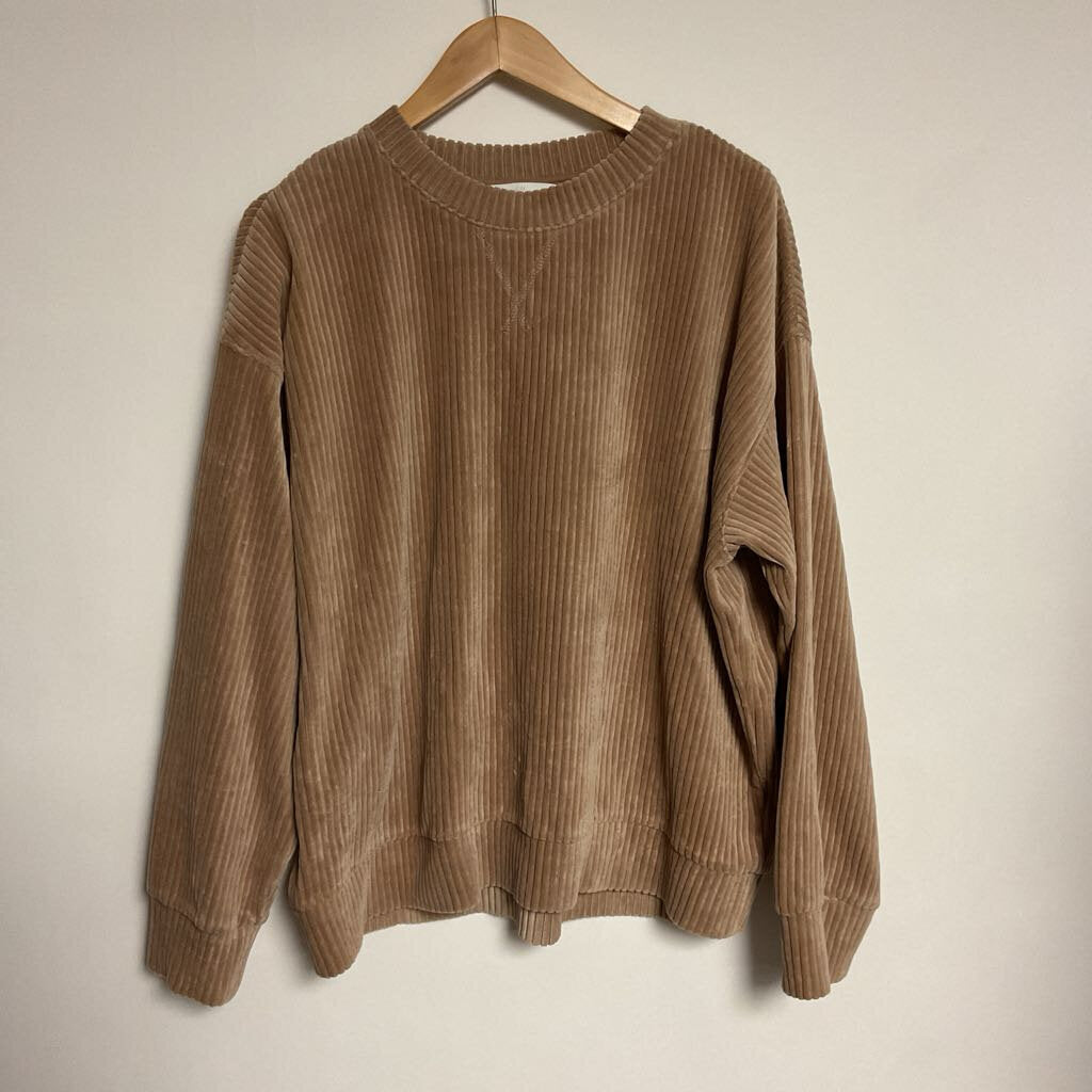 H&M - L - beige faux corduroy long sleeve