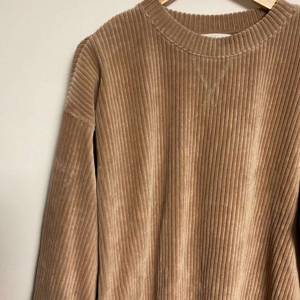 H&M - L - beige faux corduroy long sleeve