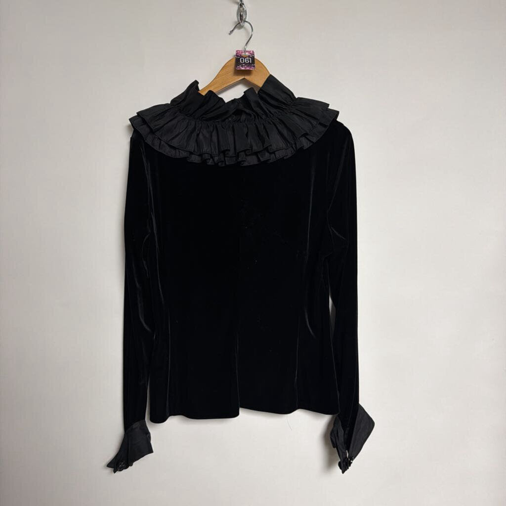 061 Melanie Lyne - Size 16 -  black velour frill neckline top