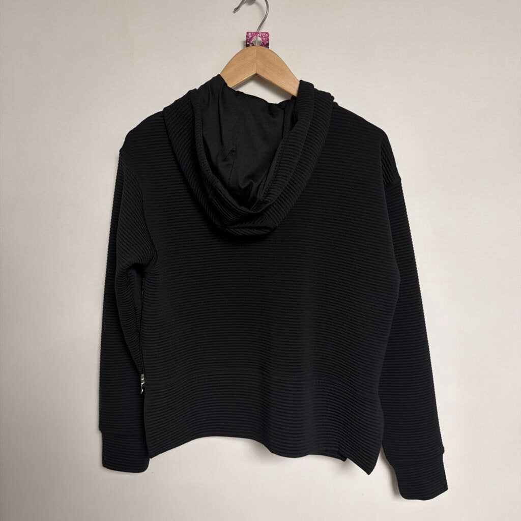 009 DKNY Sport - XS - Black horizontal ribbed full zip hoodie