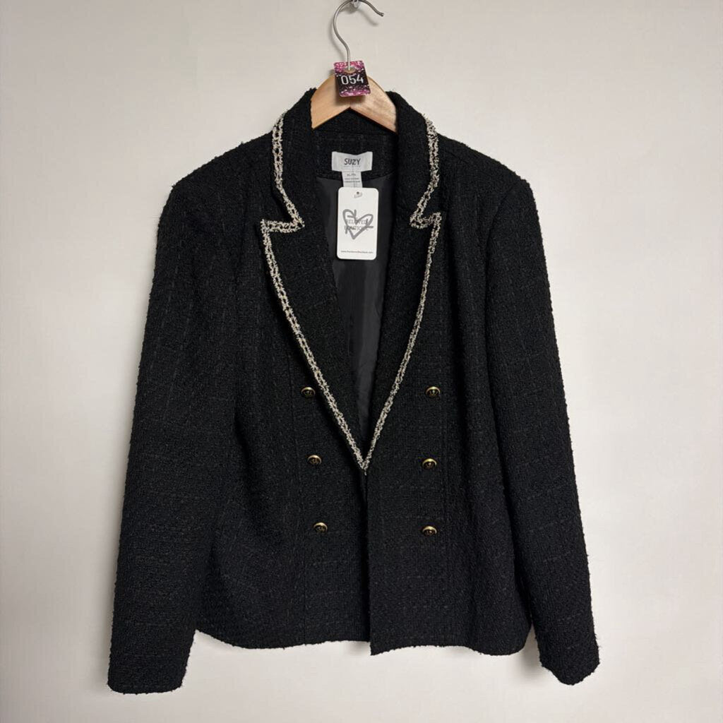 054 Suzy Shier - XL black white trim blazer