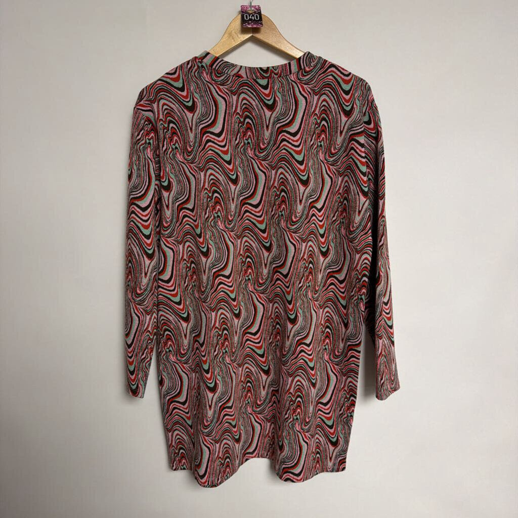 040 Zara - L - knit multi color swirl dress