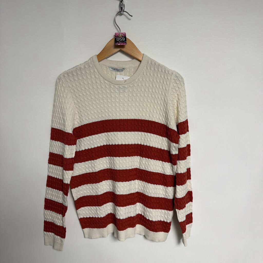 059 Piaza italis - XL - 100% cotton white rust striped sweater