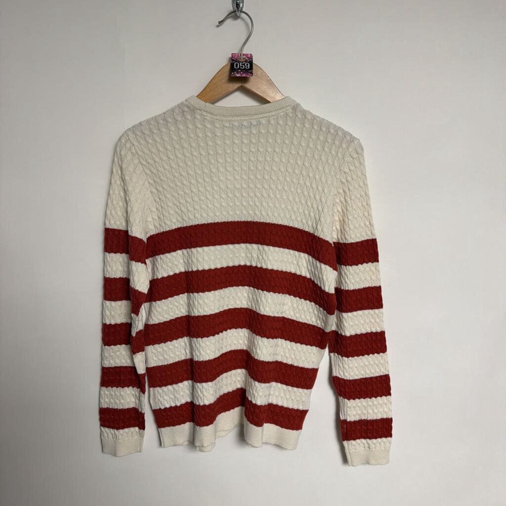 059 Piaza italis - XL - 100% cotton white rust striped sweater