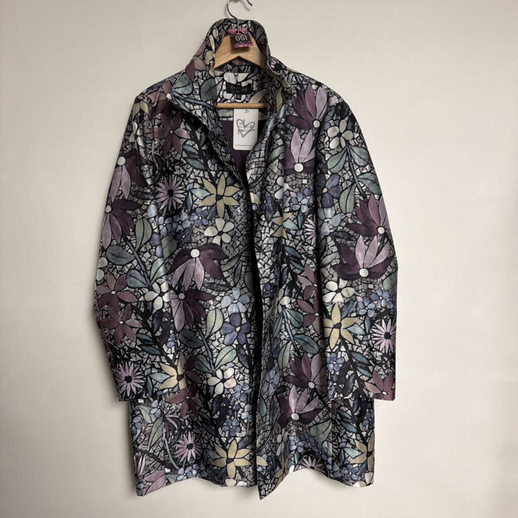 051 Red Coral - XL -  purple floral jacket