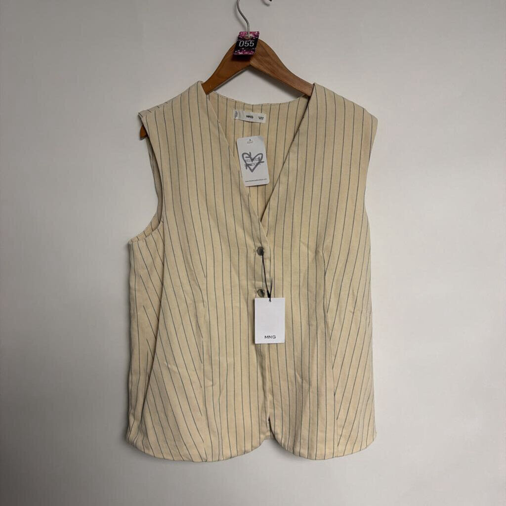 055 MNG - XL NEW - Beige & black pin stripe vest